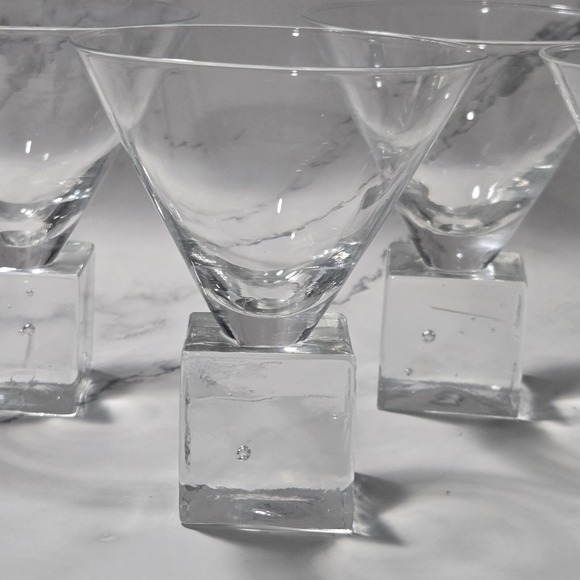 Set of 4‎ Vintage DiSaronno  Ice Cube With Bubbles Base Martini Cocktail Glasses - Picture 2 of 10